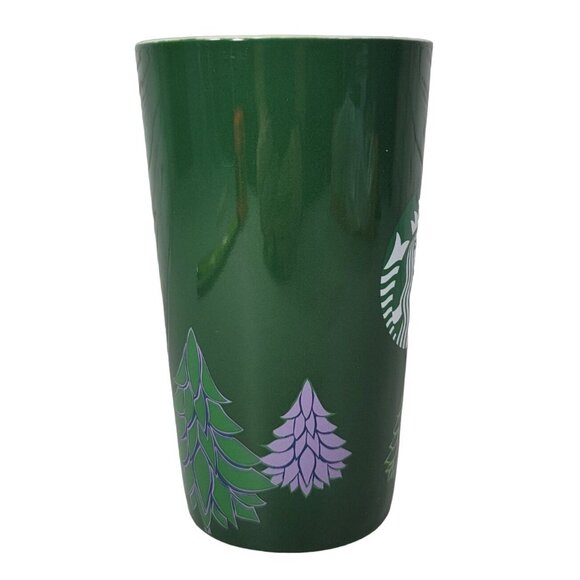 Starbucks Christmas Mug Green 16fl Oz Mermaid Logo Round Trees Holiday 2020 Tall - Picture 3 of 10